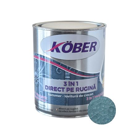 Vopsea alchidica pentru metal Kober 3 in 1 Hammer,interior/exterior, albastru,0.75 l