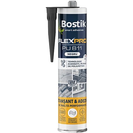 Etansant si adeziv poliuretanic, Bostik Flexpro PU 811, negru, 300 ml