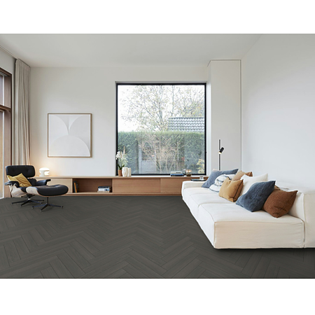Parchet laminat 8 mm Berry Alloc Chateau+ Charme Black B7516, Herringbone B, clasa de trafic 33, OmniLoc A&B, 504 x 84 mm