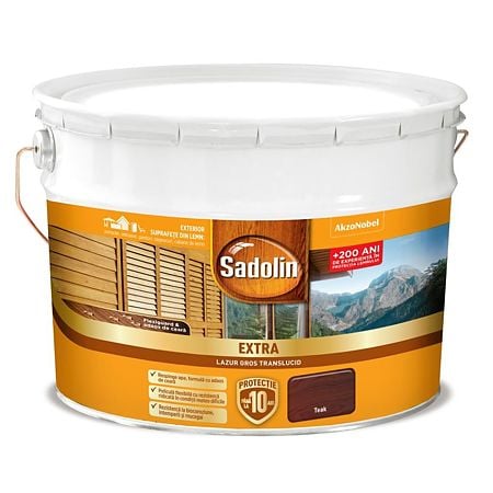 Lazura pentru lemn Sadolin Extra, exterior, teak, 10 l