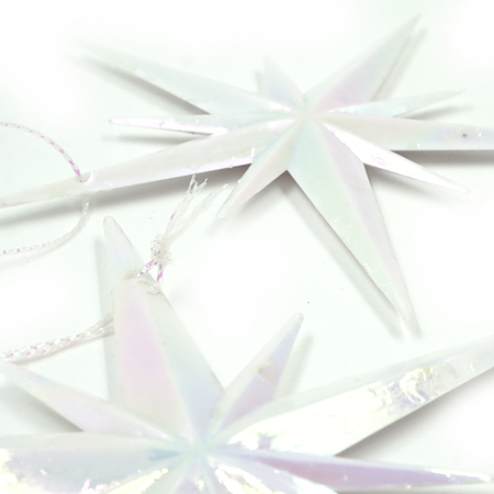 Set 2 stele decorative de Craciun, plastic, alb sidef, 10 x 10 cm Set 2 stele decorative de Craciun, plastic, alb sidef, 10 x 10 cm