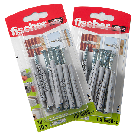 Diblu din nailon cu surub, Fischer UX, 6 x 50 mm, 4,5 x 60 mm, 10 buc