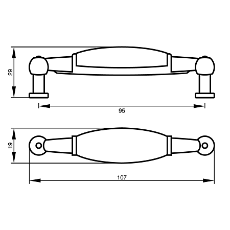 Maner Teko TIP1 2016-96-00, zamac + portelan, antichizat, 96 mm