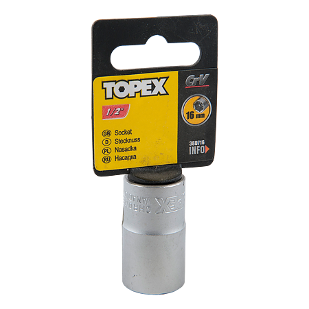 Cheie tubulara hexagonala, Topex, ½, 16mm