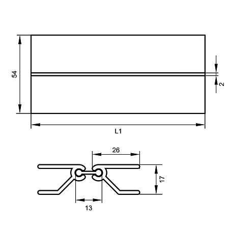Accesoriu cuplare aluminiu pentru plinta PVC 120 mm