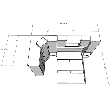 Dormitor modern Madrid, PAL melaminat, pat + 2 x dulap + 2 x corp lateral + corp suspendat, stejar bronze/lemn natural Dormitor modern Madrid, PAL melaminat, pat + 2 x dulap + 2 x corp lateral + corp suspendat, stejar bronze/lemn natural