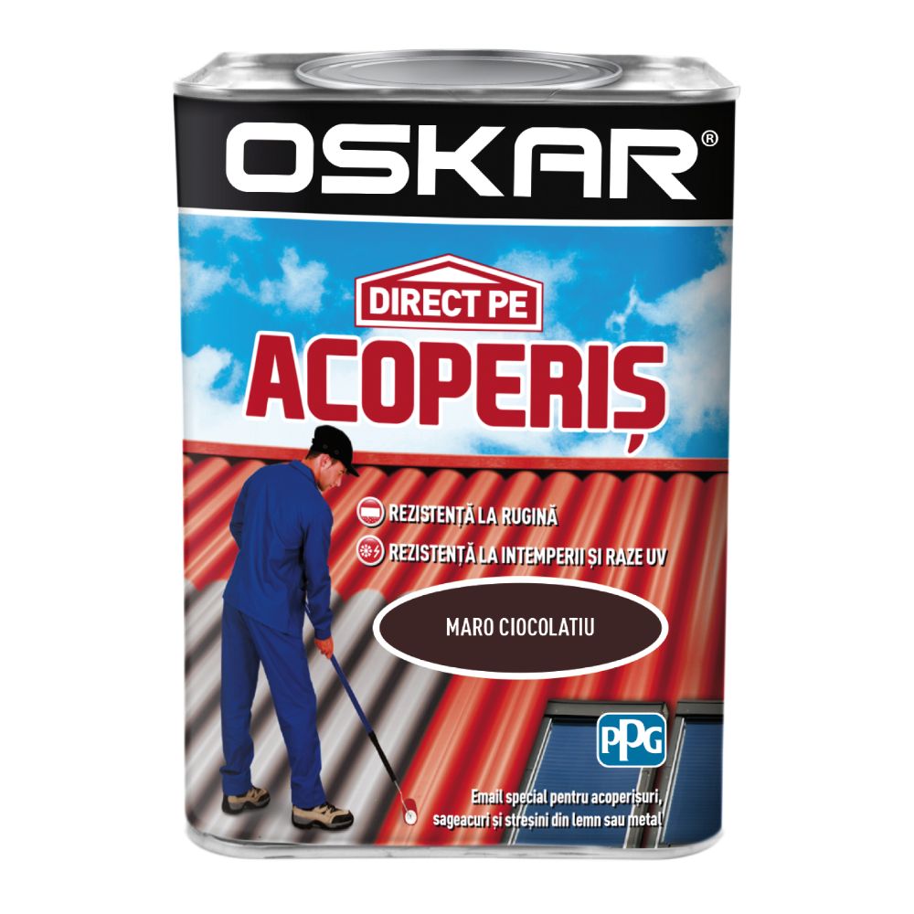 Vopsea Oskar Direct pe acoperis, maro ciocolatiu, exterior, 0.75 l