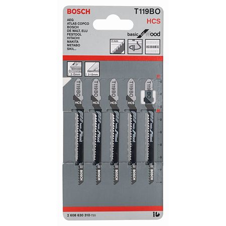 Set cinci panze pentru ferastrau vertical pentru lemn, 83 mm, 2 mm