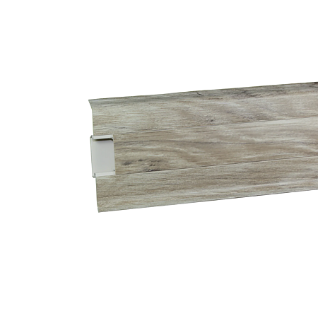 Plinta cu canal cablu pentru parchet Korner Siena 80, PVC, stejar Sines 826, canal cablu, 2500 x 23 x 52 mm