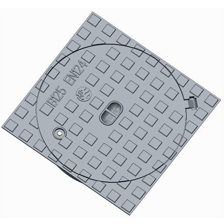 Capac canalizare carosabil cu rama TeraPlast, fonta ductila, D400, racord 315 mm, negru, 375 x 375 mm