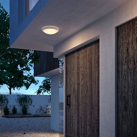 Plafoniera pentru exterior Doris, nichel, lumina calda, 1x6W, IP54, 22 cm