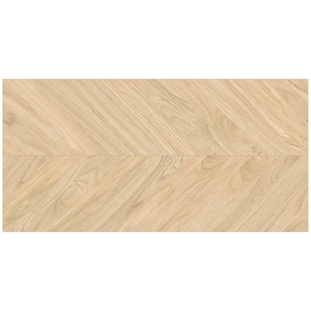 Gresie portelanata exterior/interior KAI Tilia Beige, rectificata, tip chevron, mat, decor lemn, bej, 60 x 120 cm