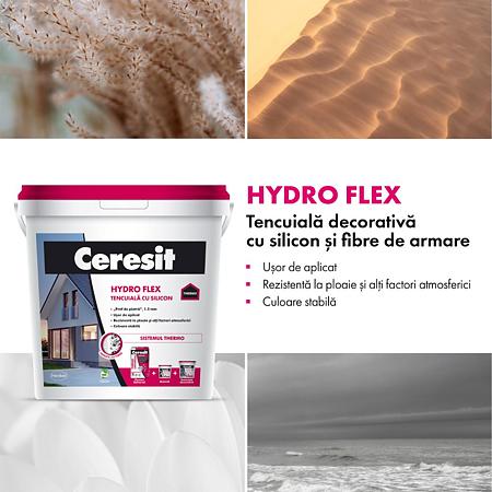Tencuiala decorativa cu silicon Ceresit Hydro Flex, aspect praf de piatra, granulatie 1.5 mm, interior/exterior, Colorado5, 25 kg