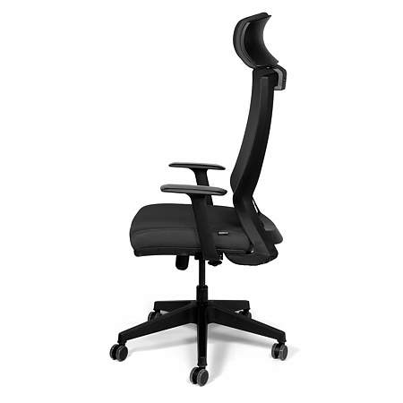 Scaun birou managerial gri inchis Kronsit Udine, tapiterie textila, rotativ, reglabil pe inaltime, 57 x 47 x 135 cm