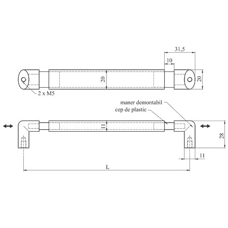 Terminatii de maner profil aluminiu Tip Arion, zamac, 2 buc/set
