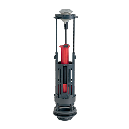 Mecanism universal WC One Wirquin, cu dubla actionare, 3/6 litri, buton negru, cu flotor lateral, racord 2 1/2", plastic