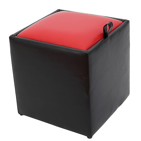 Taburet Box rosu / negru Ip, 37 x 37 x 42 cm