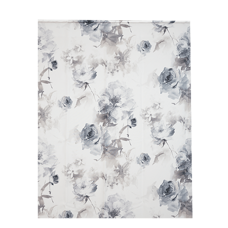  Draperie Schal 2254, model floral, alb +gri+albastru, poliester, 135 x 245 cm