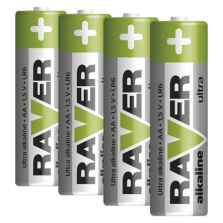 Baterii ultra alcaline Raver, AA RUA LR6-B4, 1.5 V, 4 buc/blister