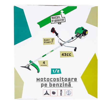 Motocoasa pe benzina cu pornire rapida Micul Fermier GF-1311-S001-G02, 4 accesorii, 3.4 cp