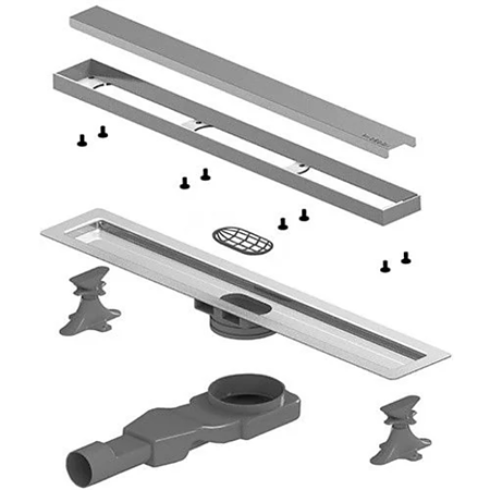 Rigola de dus Flat linear Wirquin, sifon reglabil, gratar inox, 60 cm
