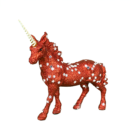Decoratiune de Craciun unicorn, rosu, 16cm