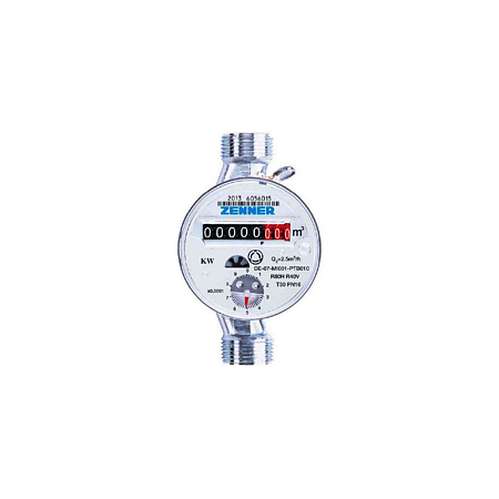 Contor apa rece Zenner ETKD-M, clasa B, pre-echipat pentru modul EDC, Dn 15 mm, 2.5 mc/h