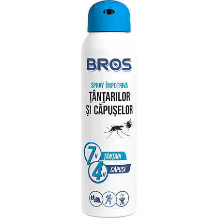 Spray BROS pentru tantari si capuse cu aerosol, durata efect 7 h, 90 ml