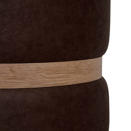 Taburet Ring, inel stejar, stofa maro M612, rotund, 38 x 38 x 40 cm