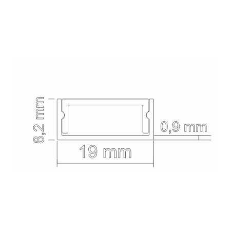 Profil banda led Listello, tip U, aluminiu, montaj incastrat, argintiu, 8.2 x 19 mm, 2,7 m
