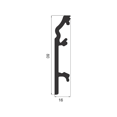 Plinta pardoseala, Opal 80, polimer dur, rezistenta la apa, alb, 2200 x 80 x 16 mm