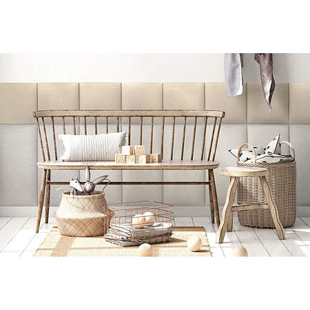 Panou decorativ tapitat, Simple KA02, crem, patrat, 300 x 300 x 37 mm