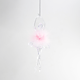 Decoratiune iarna balerina transparenta, fusta cu pene roz, 17 cm