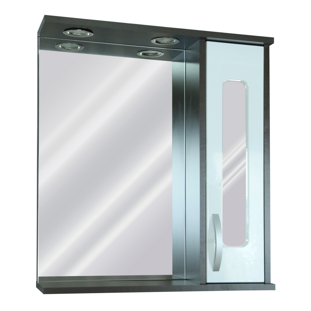 Oglinda cu dulap Sanitop Verona din MDF infoliat + pal, alb/wenge, 1 usa, 60 x 16 x 64,5 cm 645