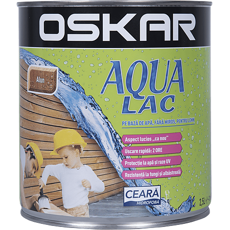 Lac pentru lemn Oskar Aqua, alun, interior/exterior, 2.5 l