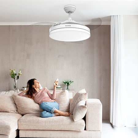 Ventilator de tavan Taurus Fresko, 40 W, lampa LED, plastic, alb, diametru 107 cm