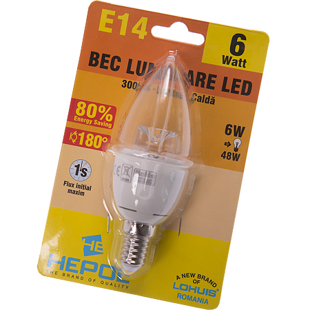 Bec Led Lumanare E14 6 W Hepol