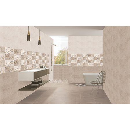 Faianta baie rectificata Mirage, bej, mat, aspect de beton, 60 x 30 cm