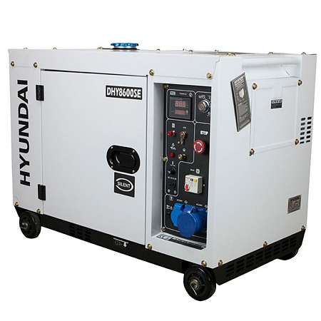 Generator curent electric monofazic diesel Hyundai HY-DHY8600SE, 6 kW, 2 x 230 V + 1 x 12V, capacitate rezervor 14 l