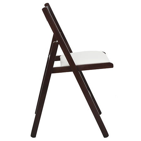 Scaun pliabil lemn Basic, wenge-alb, sezut piele ecologica, 79 x 42 cm