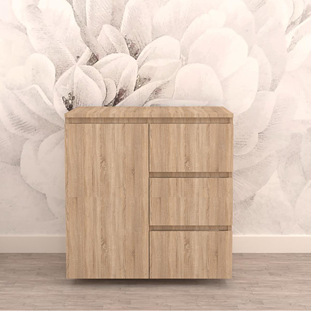 Comoda dormitor Osaka, pal melaminat, 1 usa si 3 sertare, sonoma, 80 x 80 x 43.3 cm Comoda dormitor Osaka, pal melaminat, 1 usa si 3 sertare, sonoma, 80 x 80 x 43.3 cm