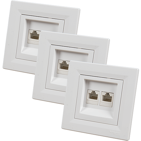 Priza dubla date RJ45 UTP cat 5E Asfora, Schneider EPH4400121, alb