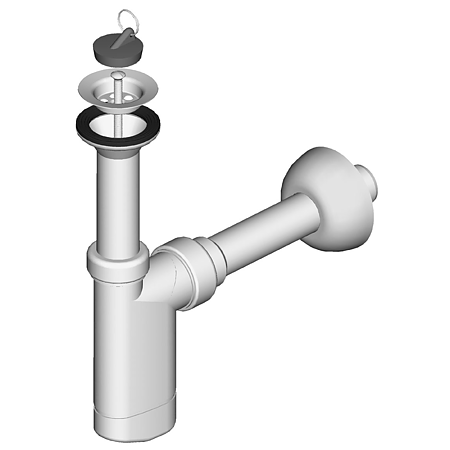 Sifon rigid pentru lavoar Liv, cu ventil, material PP, alb, Ø 32 mm