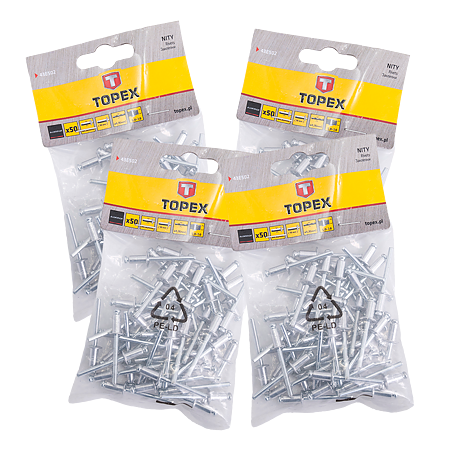 Nituri pop, aluminiu, Topex, 4,8 x 10 mm, 50 bucati