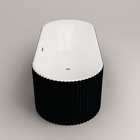 Cada freestanding Vellora Black, acryl sanitar, negru exterior/alb interior, 170 x 80 x 57 cm