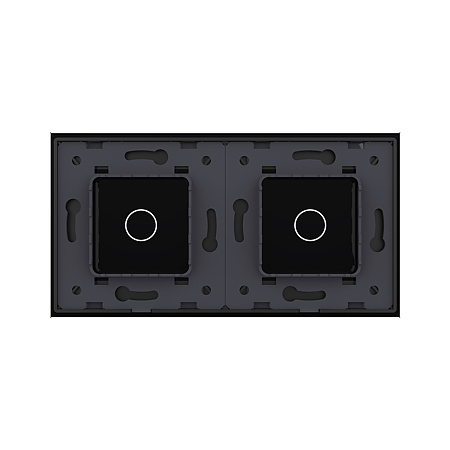Panou intrerupator simplu + simplu Livolo VL-P701/01-4B, sticla securizata, negru