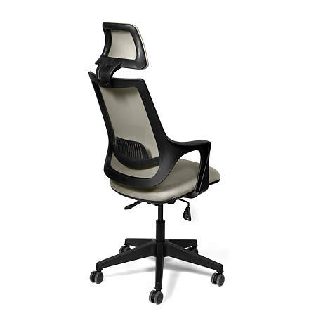 Scaun birou ergonomic gri deschis Kronsit Verona, tapiterie textila, rotativ, reglabil pe inaltime, 59 x 51 x 130 cm