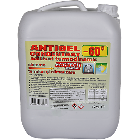 Antigel concentrat Ecotech Chemicals, pentru centrale termice, aditivat termodinamic, - 60 C, 10 kg