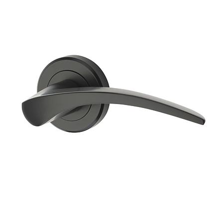 Maner usa de interior pe rozeta rotunda Kite Yale, zinc, negru mat, 40 mm