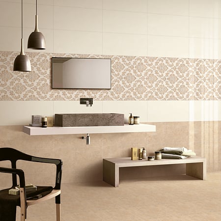Faianta decorativa Lara EX80052 HL5, rectificata, maro si bej, lucioasa, aspect cu model, 30 x 60 cm